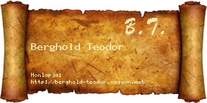 Berghold Teodor névjegykártya